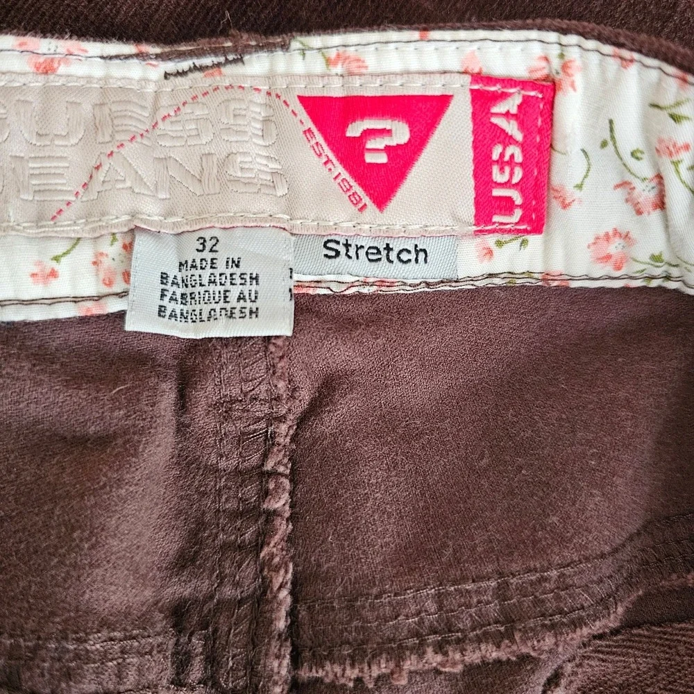 Guess Jeans Womens Brown Corduroy Flare Leg Stretch Size‎ 14 Waist 32 J42008 NWT